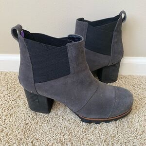 Sorel Addington Chelsea Boots Ankle Boots Block Heel Quarry Grey Suede 8.5